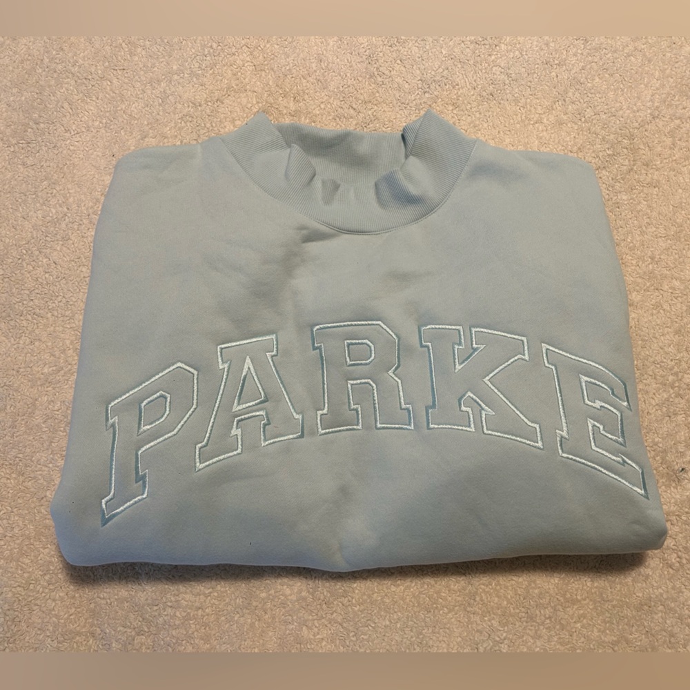 Parke Fleece Monochrome Varsity Mockneck Arctic Blue Size XXL New